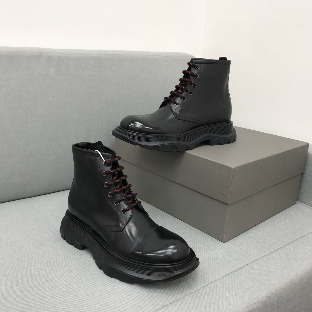 顶级大牌原单一比一外贸定制主做：Alexander McQueen 亚历山大.麦坤 TREAD 德比鞋 黑色 Box