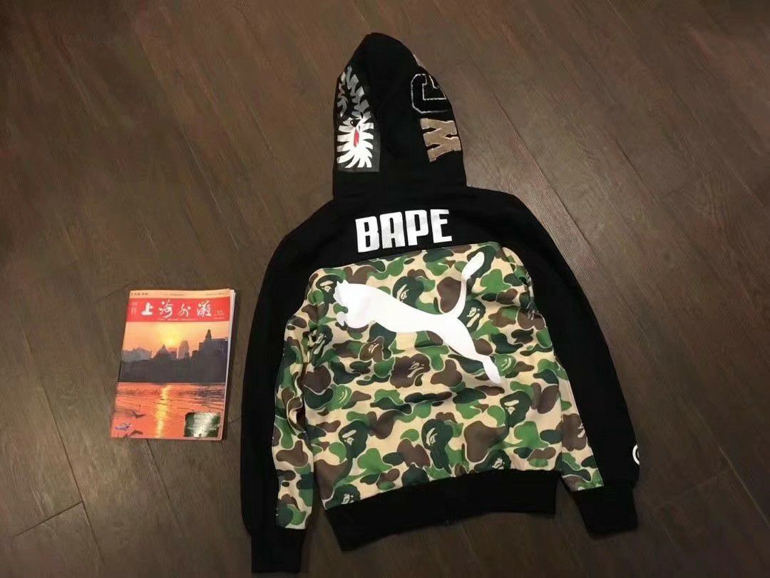 Bape x puma联名款连帽加绒卫衣