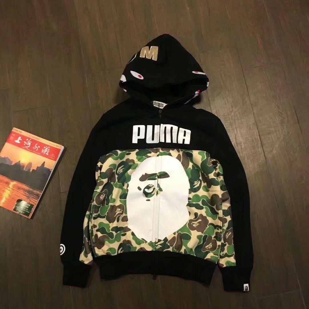 Bape x puma联名款连帽加绒卫衣