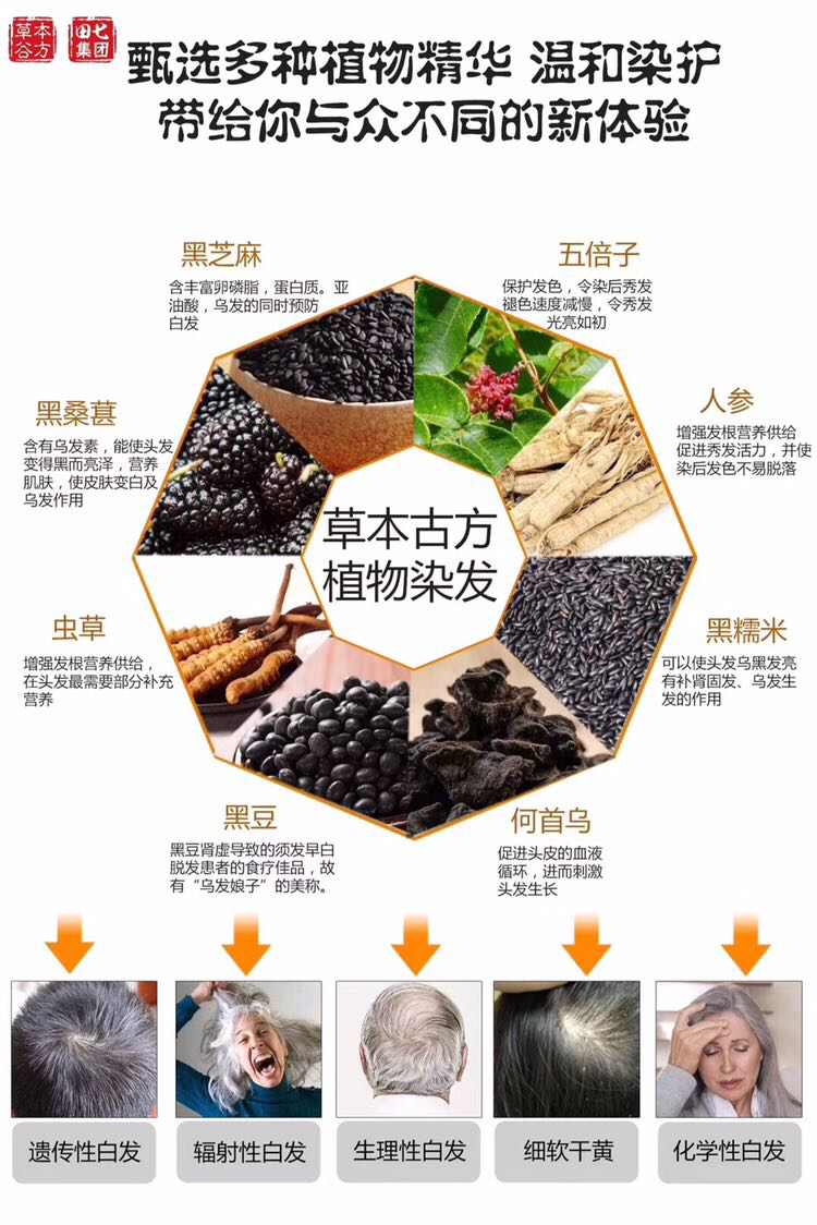 田七酵素洗洗彩 只染头发 不染头皮 安全不伤发