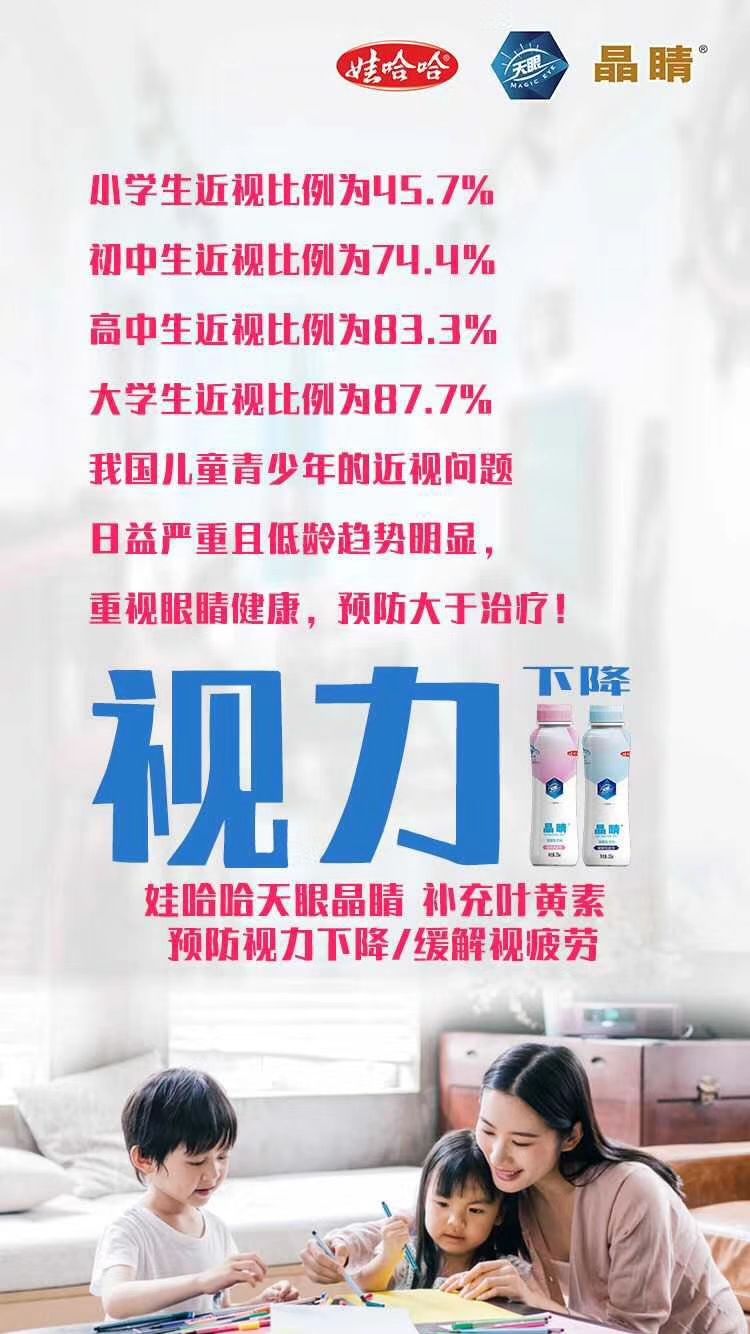 娃哈哈天眼晶睛预防近视，缓解眼疲劳，保护视力，眼睛的加油站！
