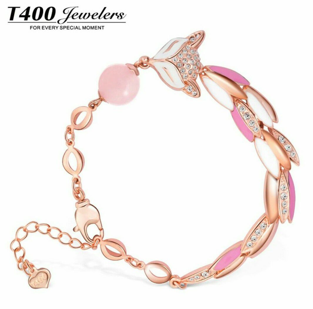 T400粉水晶手链女  时尚首饰品 潮流 生日礼物 九尾狐3408手镯/手链