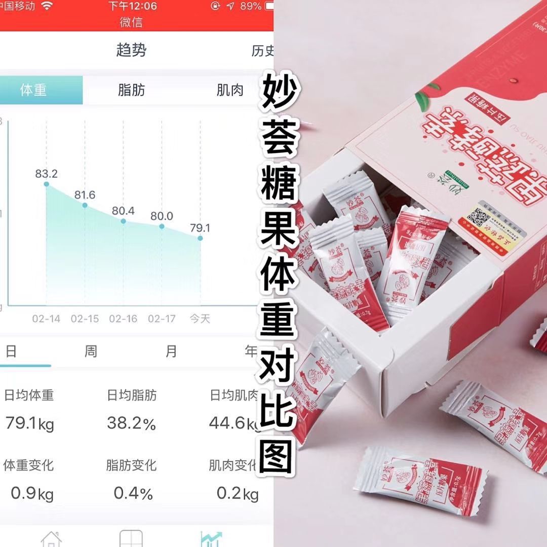 妙荟瘦身糖果 促进新陈代谢 富含乳酸菌 提高胃肠动力