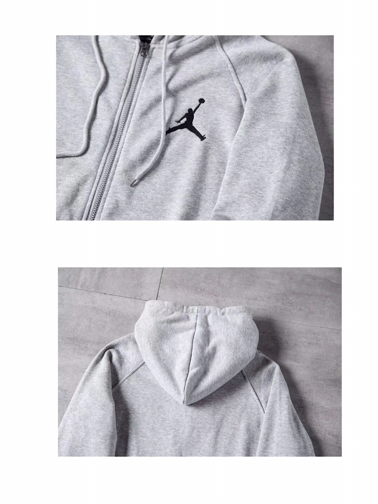 乔丹基础款拉链开衫卫衣 黑色灰色简单白搭 经典刺绣logo