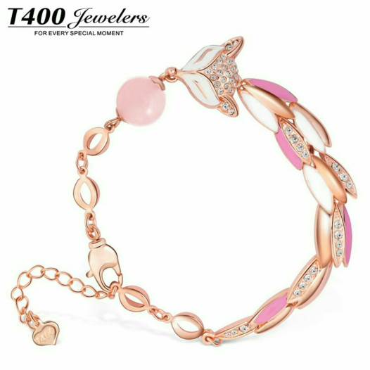T400粉水晶手链女  时尚首饰品 潮流 生日礼物 九尾狐3408手镯/手链